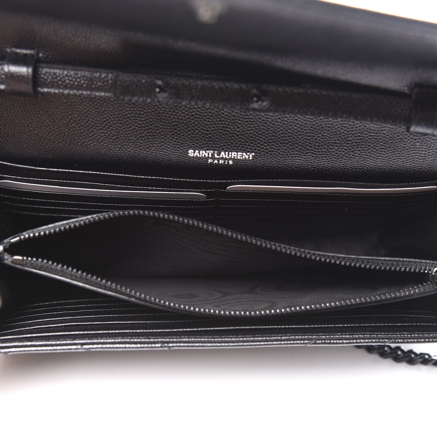 Grain De Poudre Matelasse Chevron Monogram Chain Wallet Black