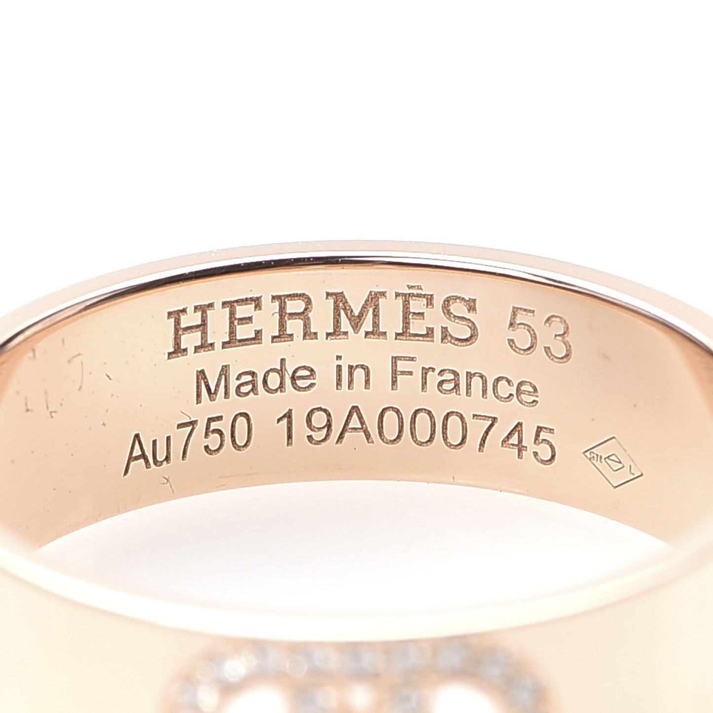 18K Rose Gold Diamond PM H D'Ancre Ring 53 6.25