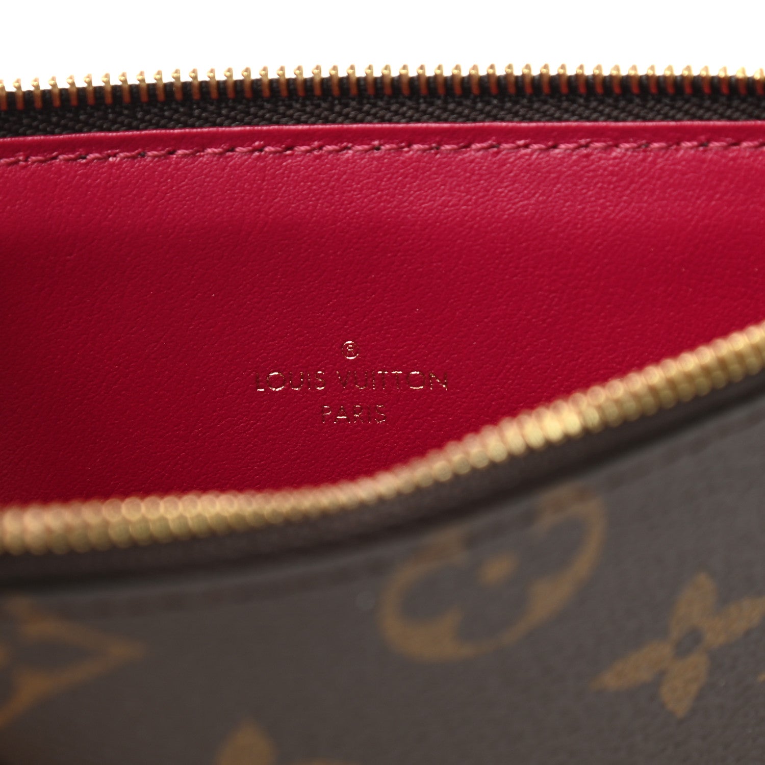 Louis Vuitton Monogram Felicie Chain Wallet Zippered Insert Fuchsia 6 of 6