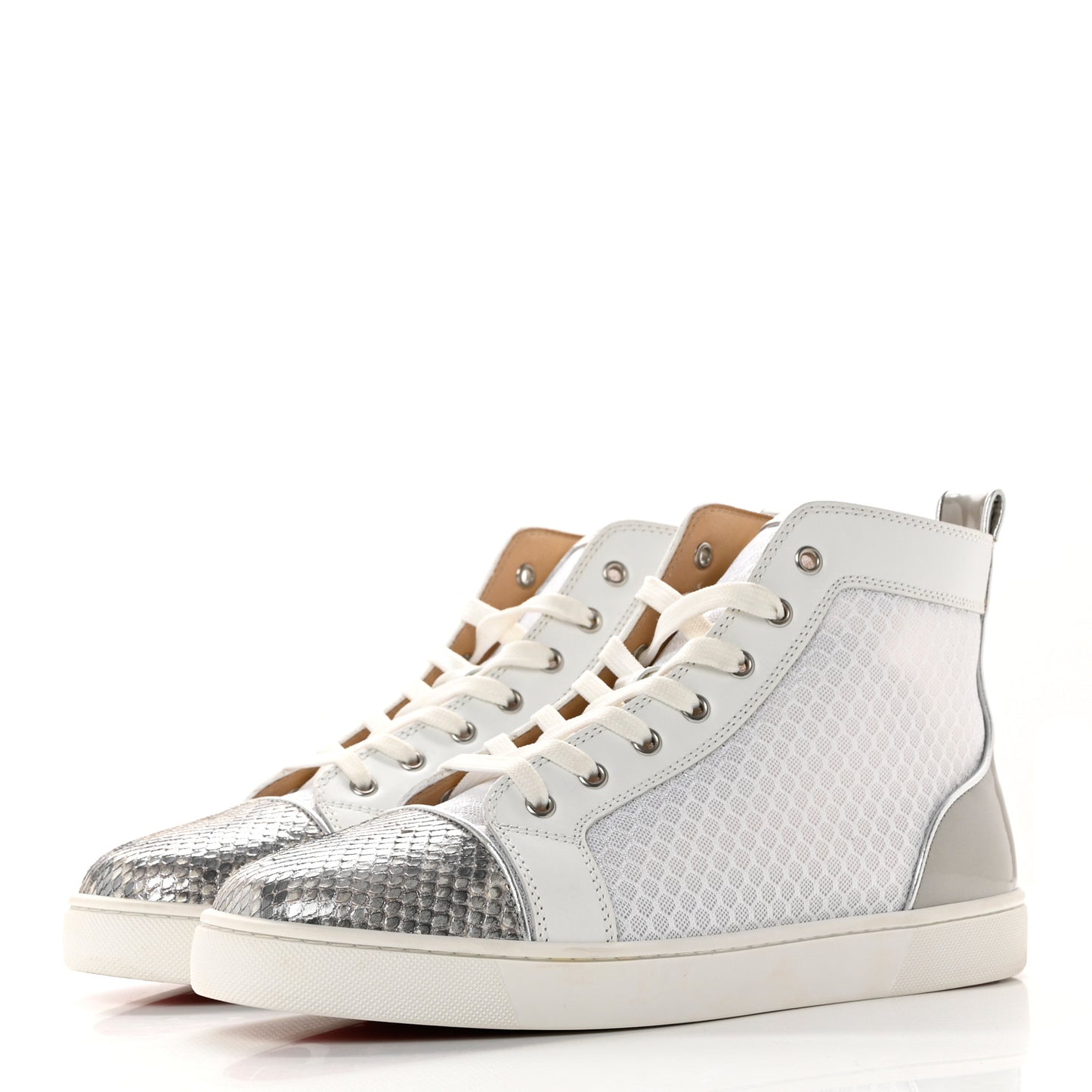 Snakeskin Mesh Mens Louis Orlato Flat Sneakers 43.5 Silver
