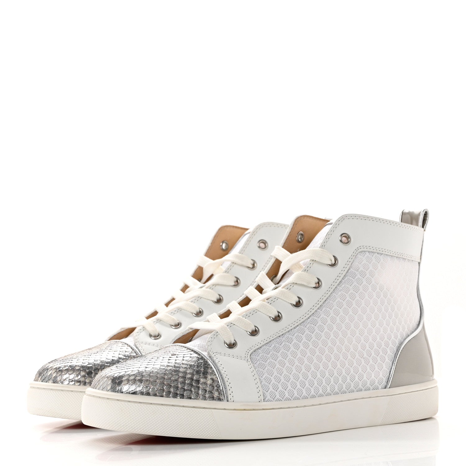 Christian Louboutin Snakeskin Mesh Mens Louis Orlato Flat Sneakers 43.5 Silver 3 of 9