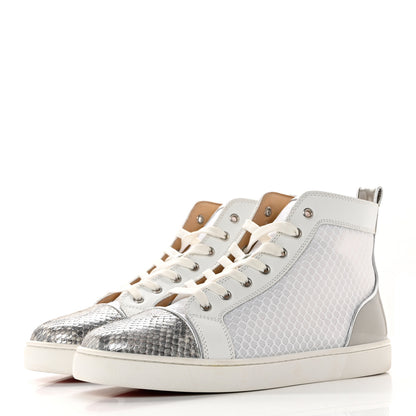 Christian Louboutin Snakeskin Mesh Mens Louis Orlato Flat Sneakers 43.5 Silver 3 of 9