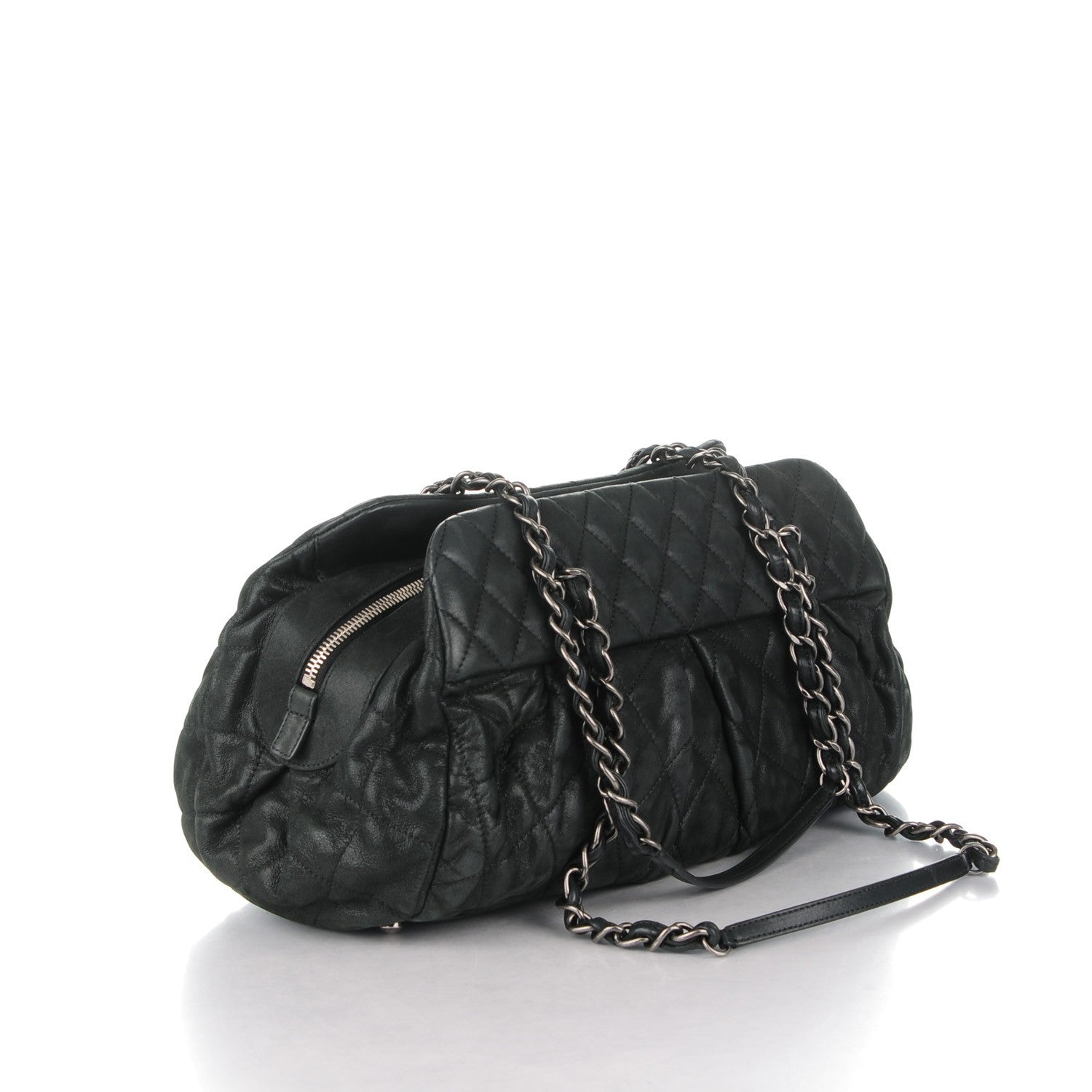 Chanel Iridescent Calfskin Chic Quilt Bowling Bag Black 3 of 7