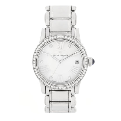 David Yurman Stainless Steel Diamond Bezel Mother of Pearl 34mm Classic Quartz Watch 1 of 5