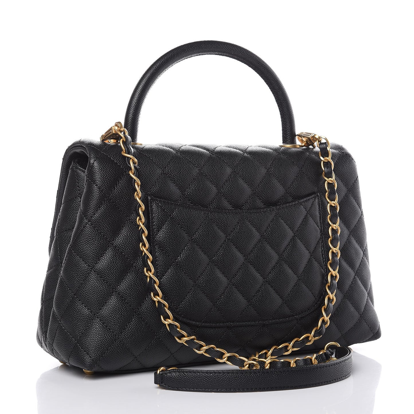 Caviar Quilted Small Coco Handle Flap Black
