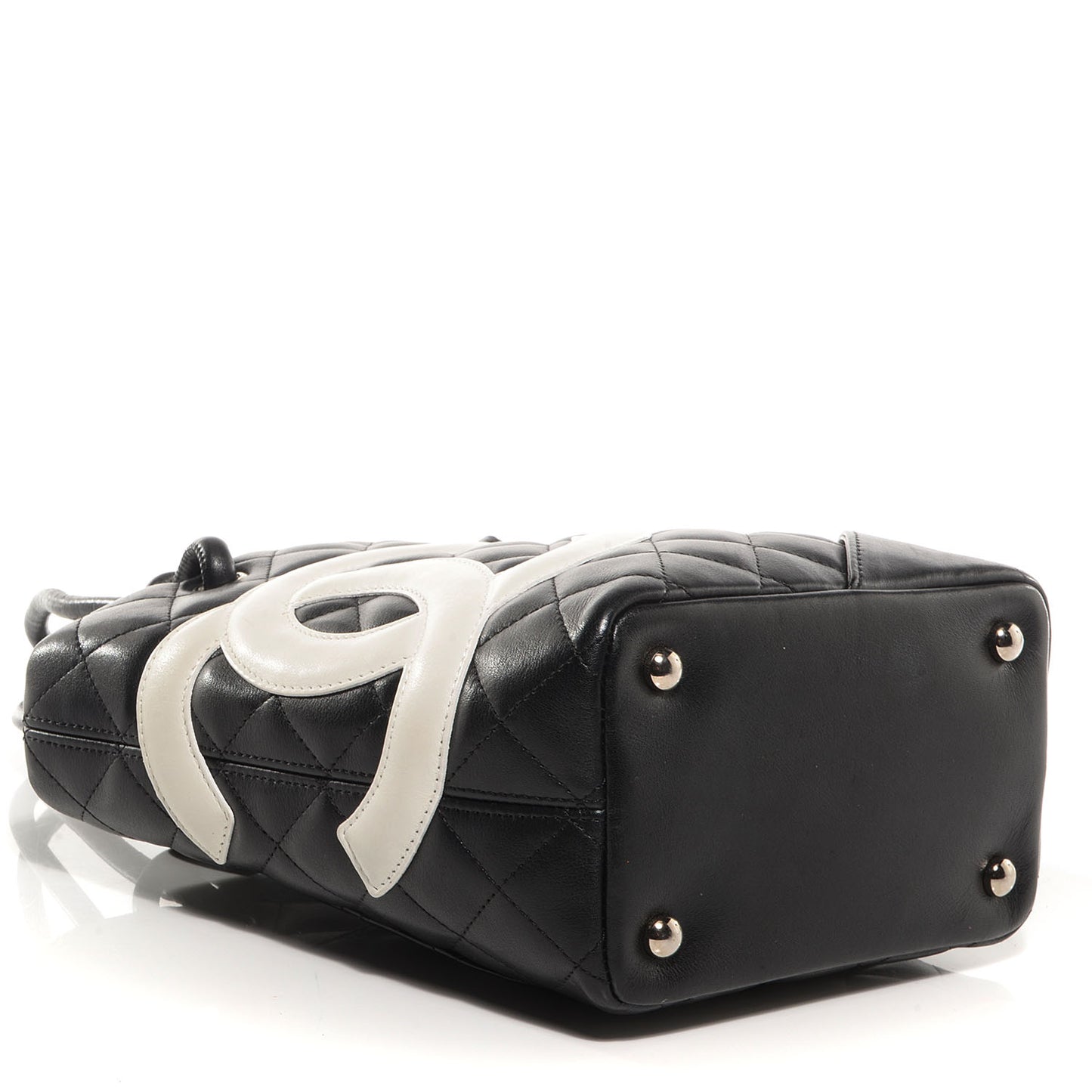 Calfskin Quilted Small Cambon Tote Black White