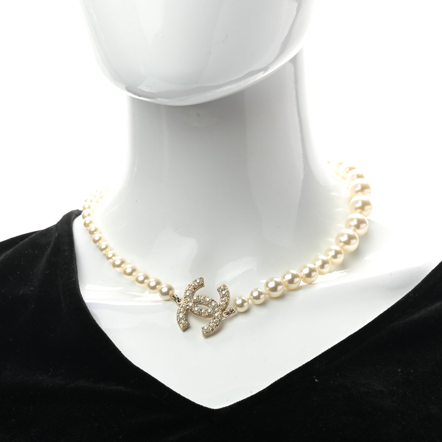Pearl CC 100th Anniversary Necklace Light Gold