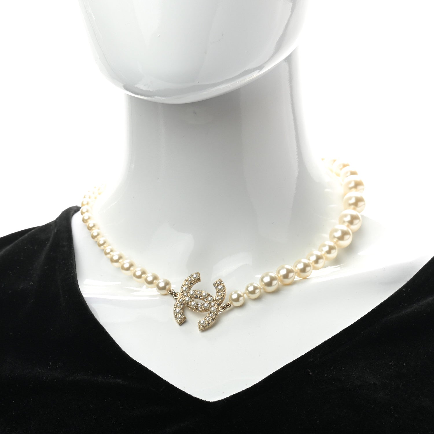 Chanel Pearl CC 100th Anniversary Necklace Light Gold 2 of 5
