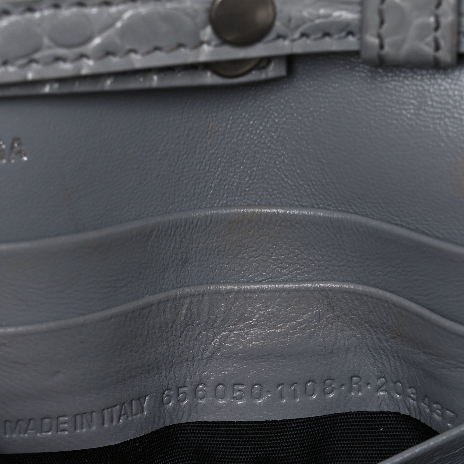 Balenciaga Shiny Calfskin Crocodile Embossed Hourglass Chain Bag Balenciaga Steel Grey 7 of 10
