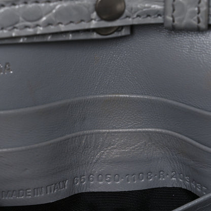 Balenciaga Shiny Calfskin Crocodile Embossed Hourglass Chain Bag Balenciaga Steel Grey 7 of 10