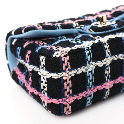 Chanel Tweed Quilted Mini Rectangular Flap Black Pink Blue Ecru 9 of 11
