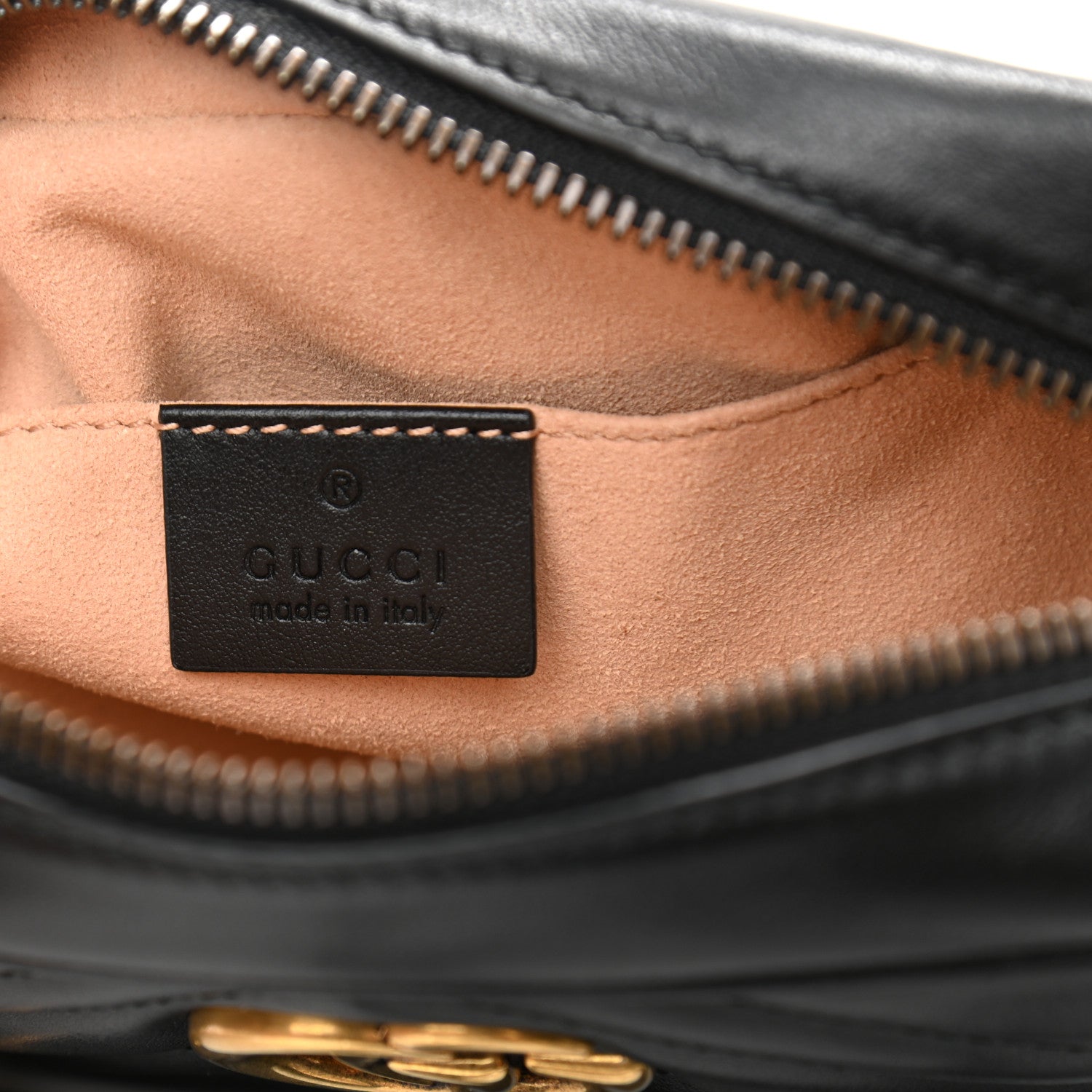 Gucci Calfskin Matelasse Mini GG Marmont Chain Shoulder Bag Black 6 of 10