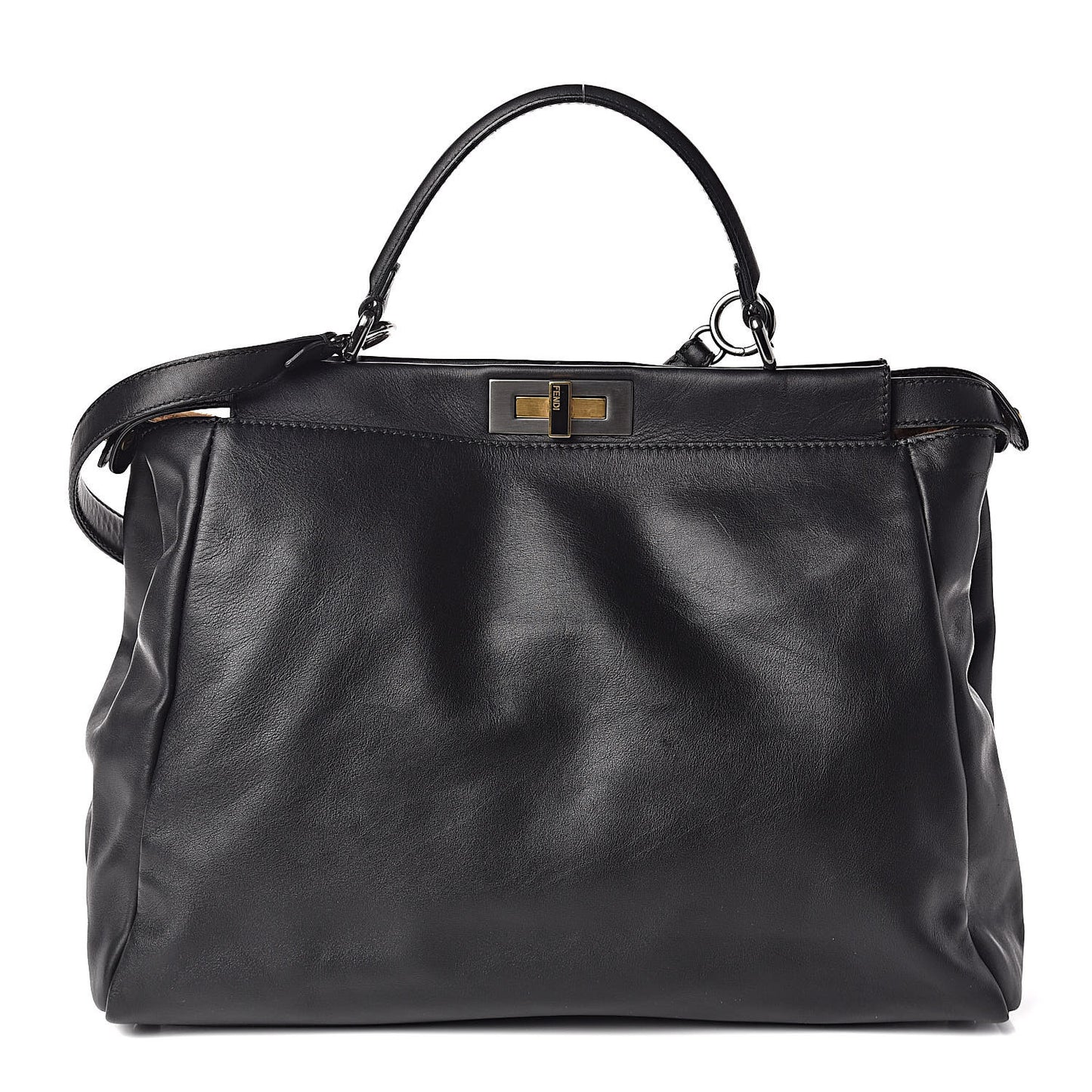 Calfskin Calf Hair Leopard Print Large Peekaboo Iconic Satchel Black