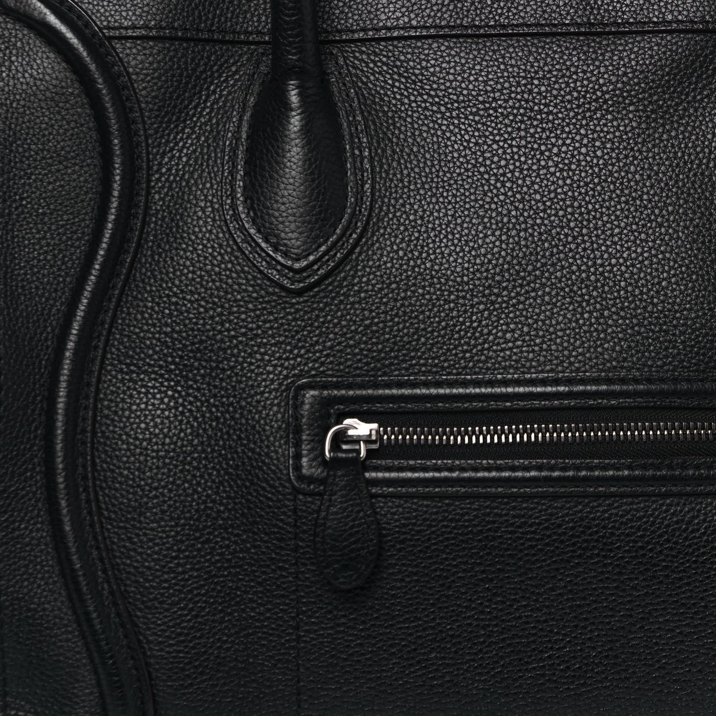 Drummed Calfskin Shoulder Luggage Black