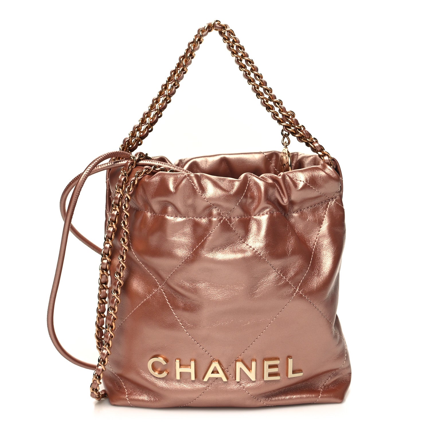Chanel Metallic Calfskin Quilted Mini Chanel 22 Copper 1 of 12