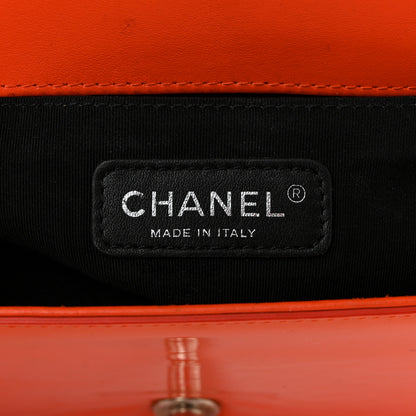 Chanel Patent Calfskin Quilted Medium Plexiglass Boy Flap Orange 6 of 13