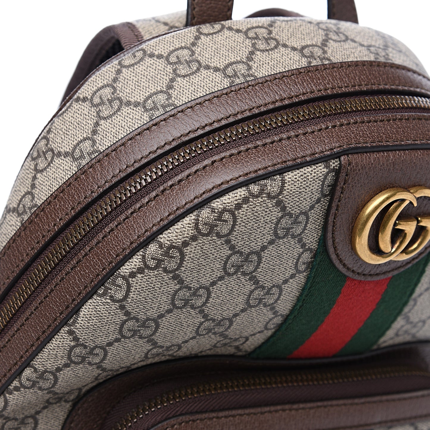 GG Supreme Monogram Calfskin Web Small Ophidia Day Backpack Beige Ebony New Acero