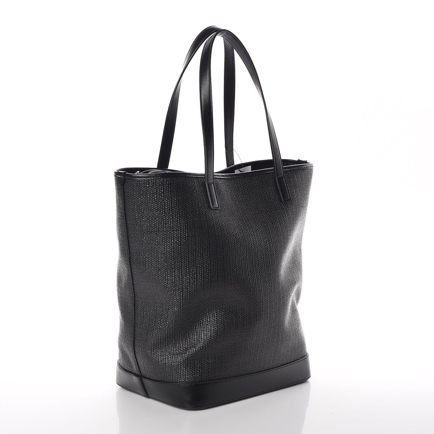 Linen Canvas Teddy Shopping Bag Black