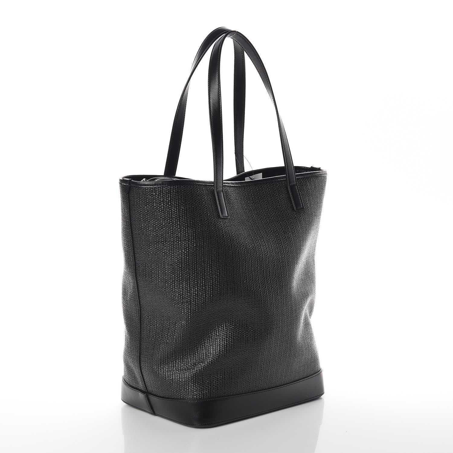 Saint Laurent Linen Canvas Teddy Shopping Bag Black 4 of 10