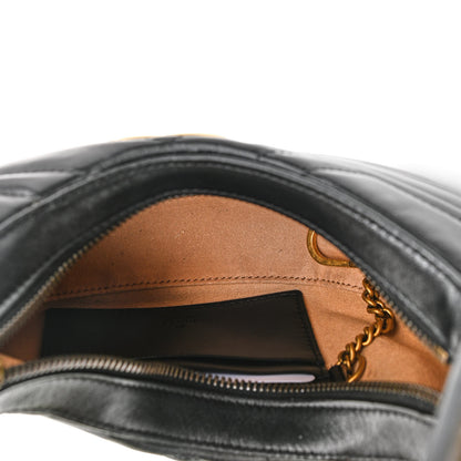 Gucci Calfskin Matelasse Chevron Mini GG Marmont Half Moon Hobo Black 4 of 10