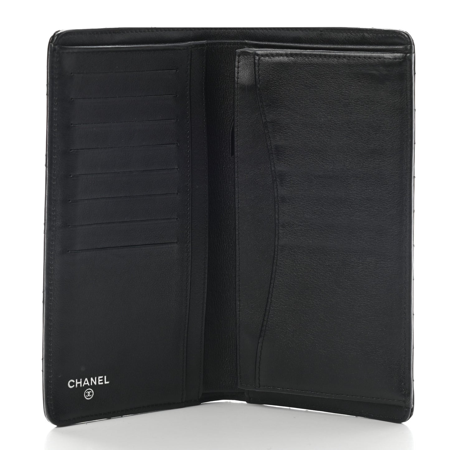 Patent Calfskin Quilted Yen Wallet Black