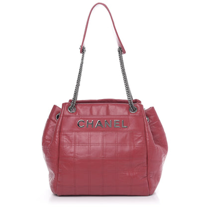 Chanel Lambskin Square Stitched Lax Accordion Shoulder Bag Red 1 of 14