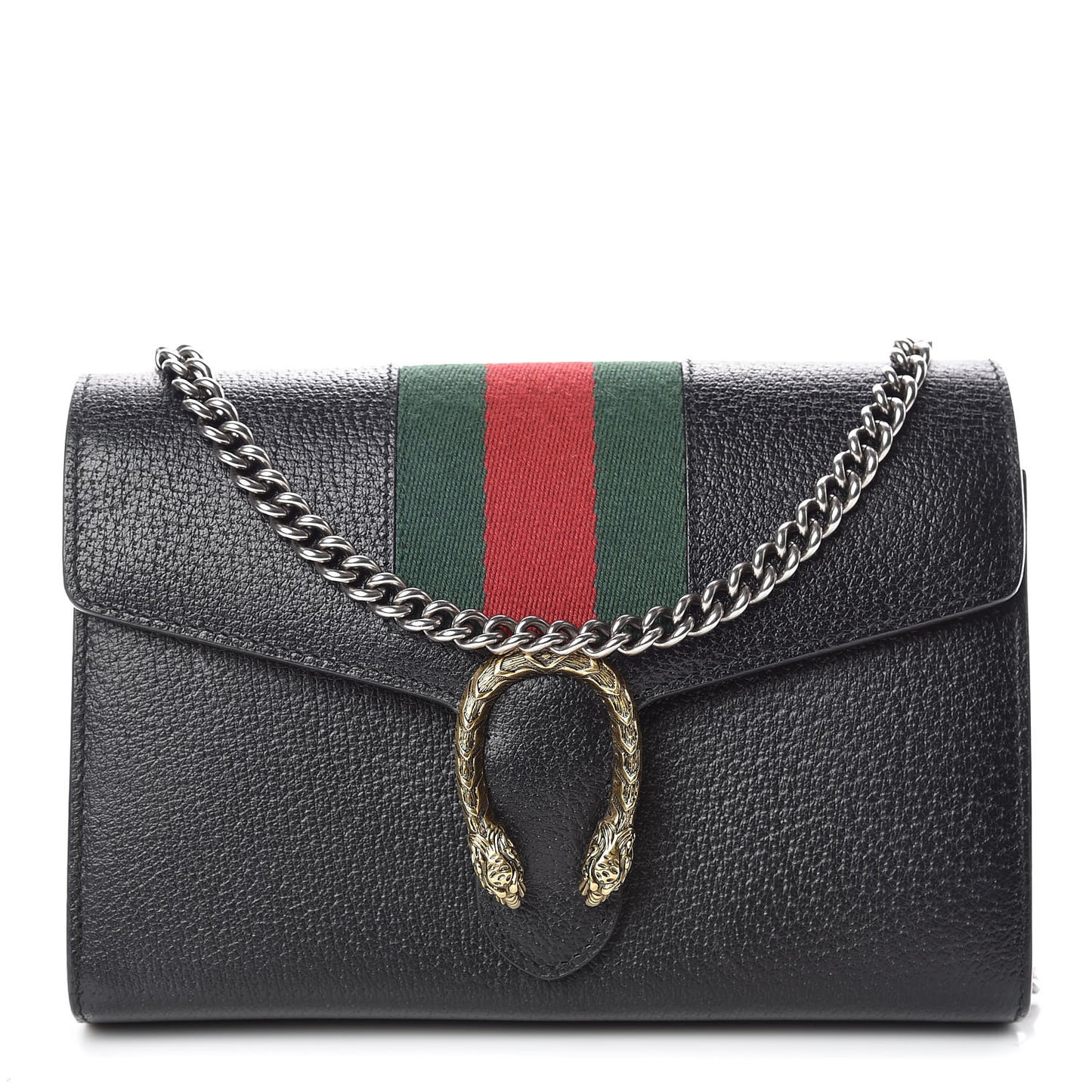 Calfskin Web Mini Dionysus Chain Wallet Black