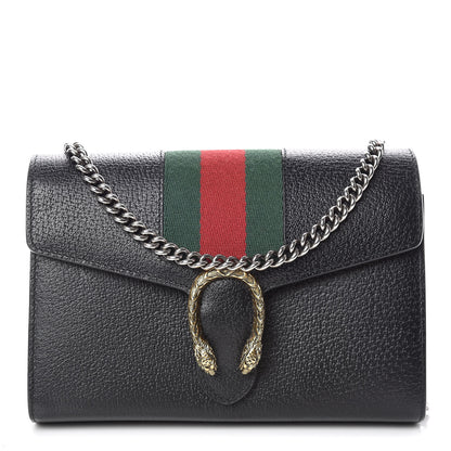 Gucci Calfskin Web Mini Dionysus Chain Wallet Black 1 of 10