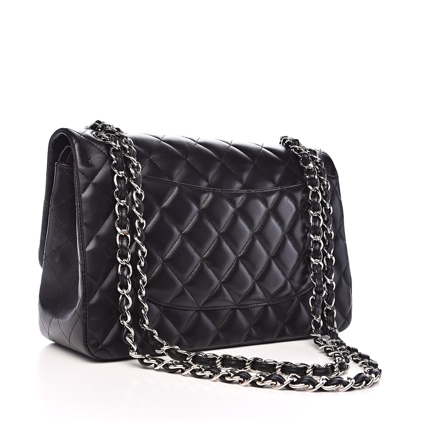 Lambskin Quilted Jumbo Double Flap Black