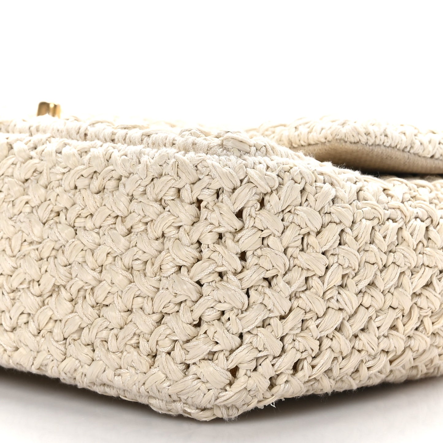 Raffia Crochet Medium Single Flap Bag Beige