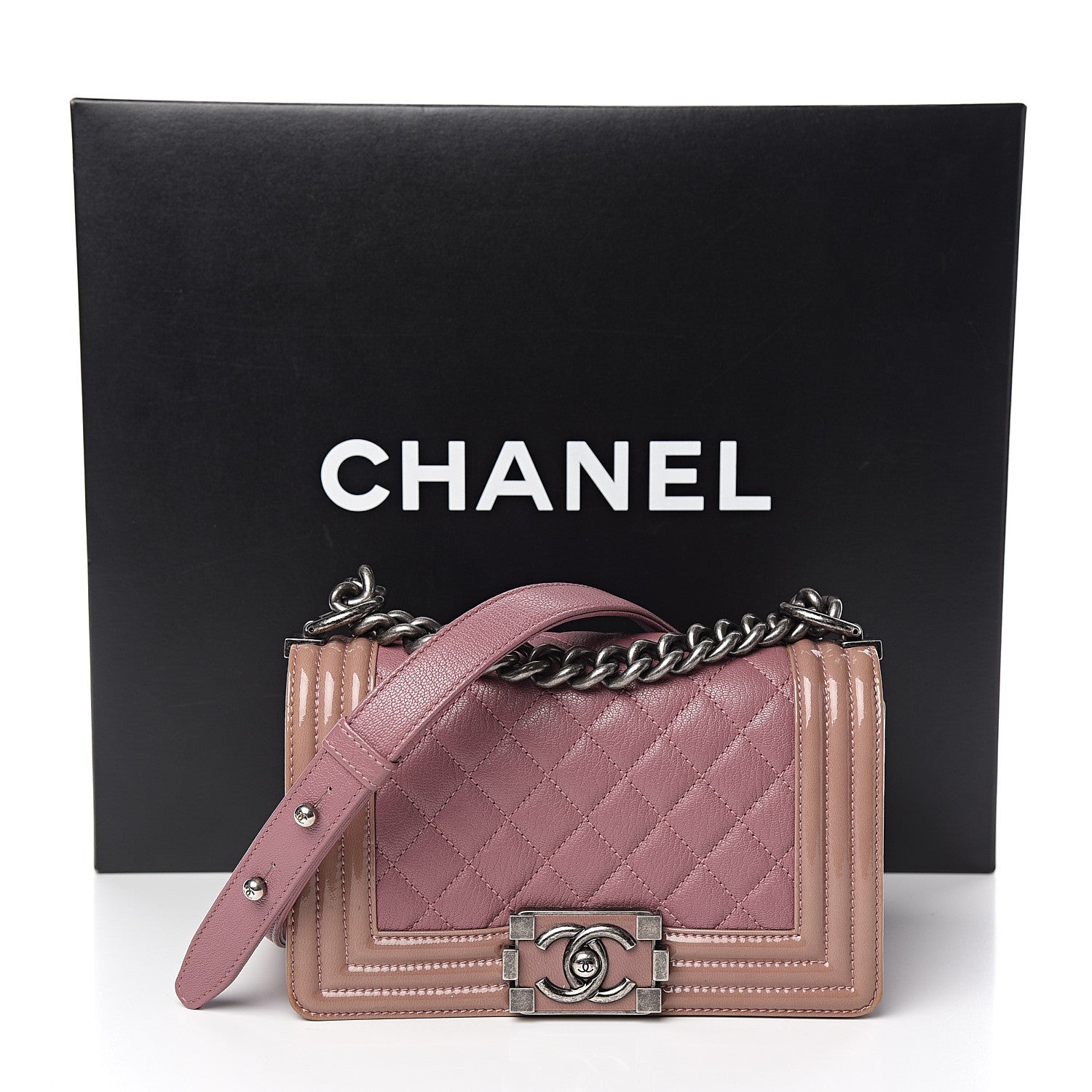 Chanel Goatskin Quilted Patent Small Duo Boy Flap Pink 10 of 10