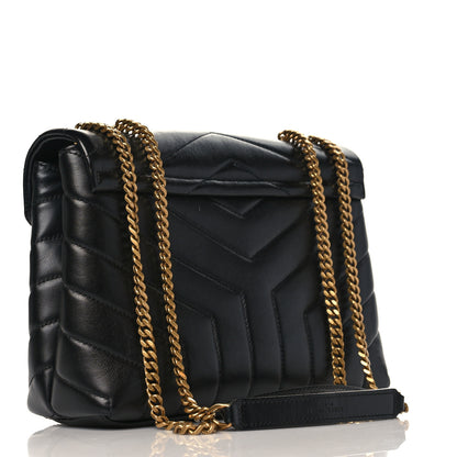Saint Laurent Calfskin Y Quilted Monogram Small Loulou Chain Satchel Black 3 of 9