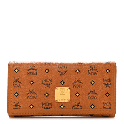 MCM Visetos Studded Continental Flap Wallet Cognac 1 of 7