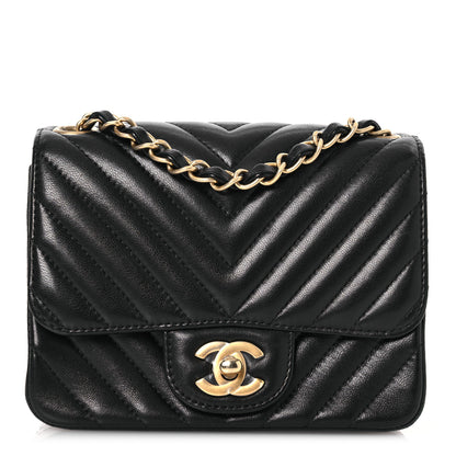 Chanel Lambskin Chevron Quilted Mini Square Flap Black 1 of 13