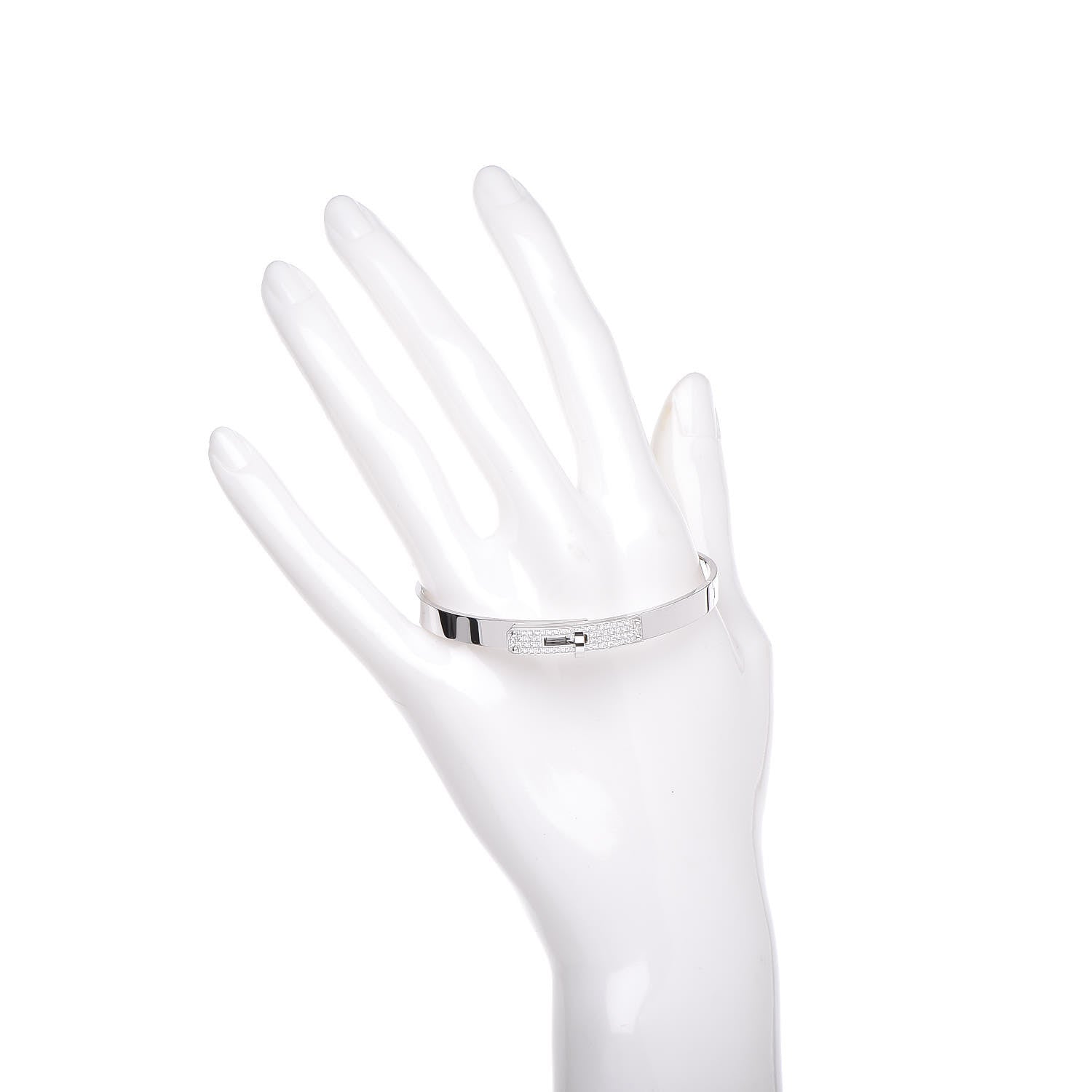 Hermes 18K White Gold Diamond PM Kelly Pave Bracelet SH 2 of 5