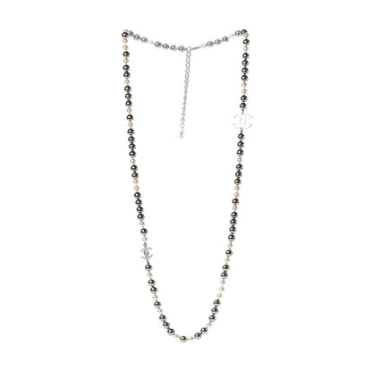 Chanel Pearl Beaded CC Long Necklace Silver 3 of 5