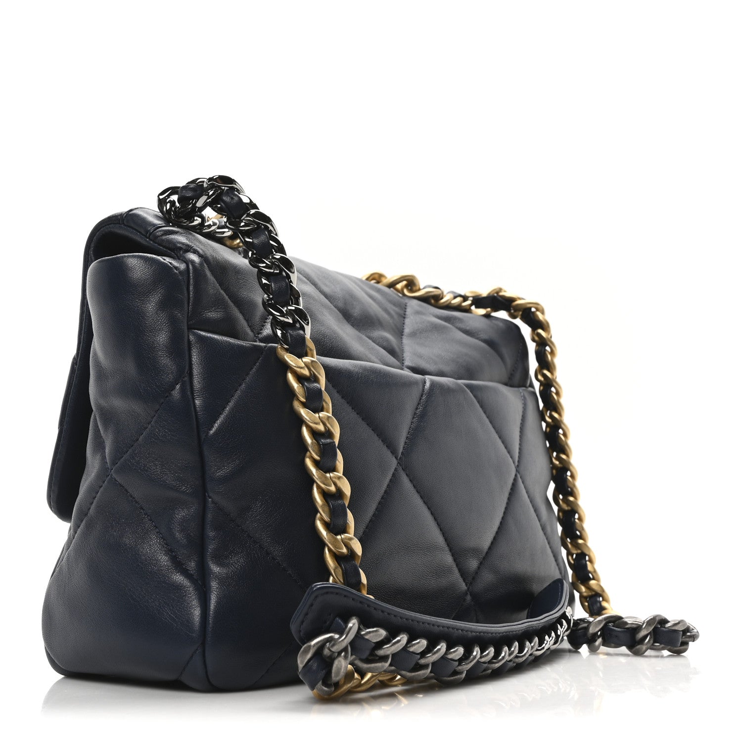 Chanel Lambskin Quilted Large Chanel 19 Flap Dark Blue 3 of 11