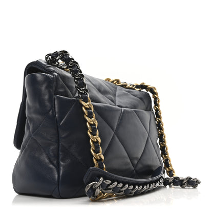 Chanel Lambskin Quilted Large Chanel 19 Flap Dark Blue 3 of 11