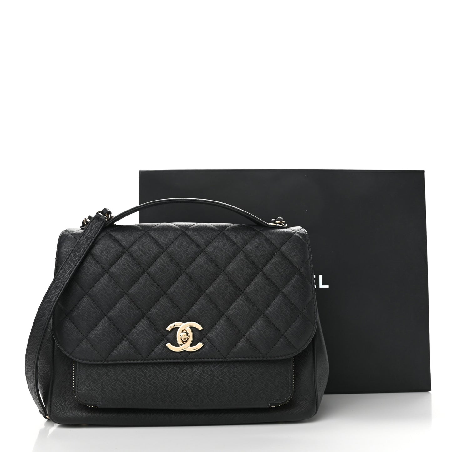Caviar Quilted Large Business Affinity Flap Black