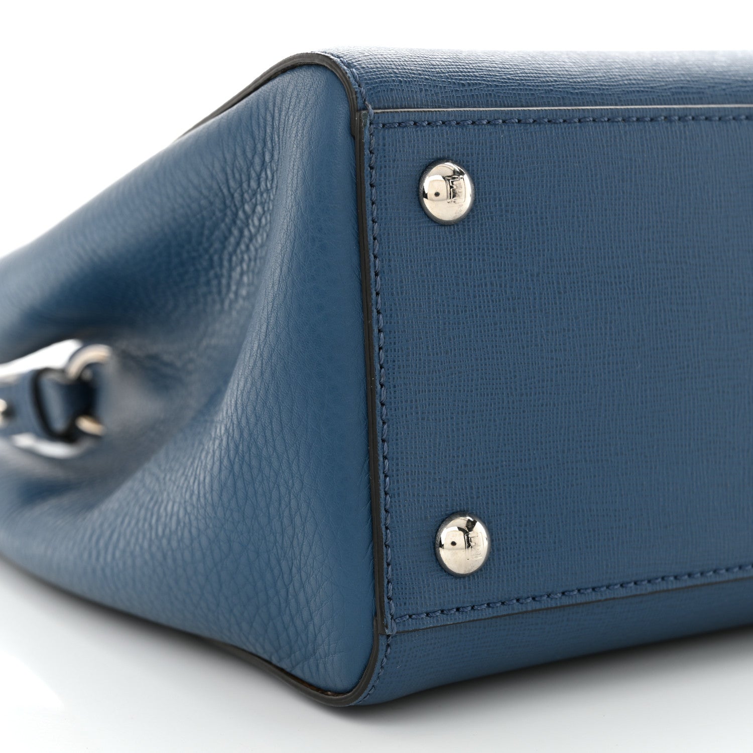 Fendi Vitello Elite Petite 2Jours Tote Blue Cobalto 8 of 9