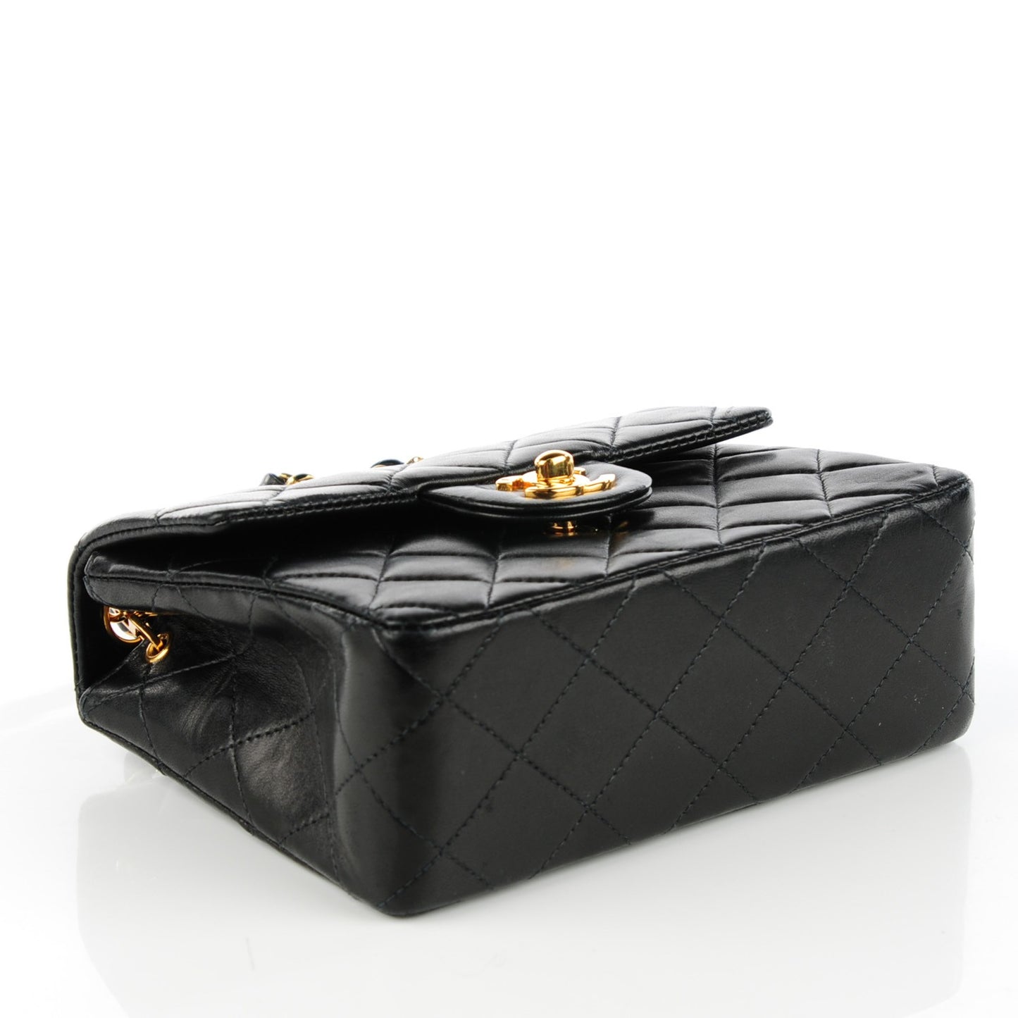 Lambskin Quilted Mini Square Flap Black
