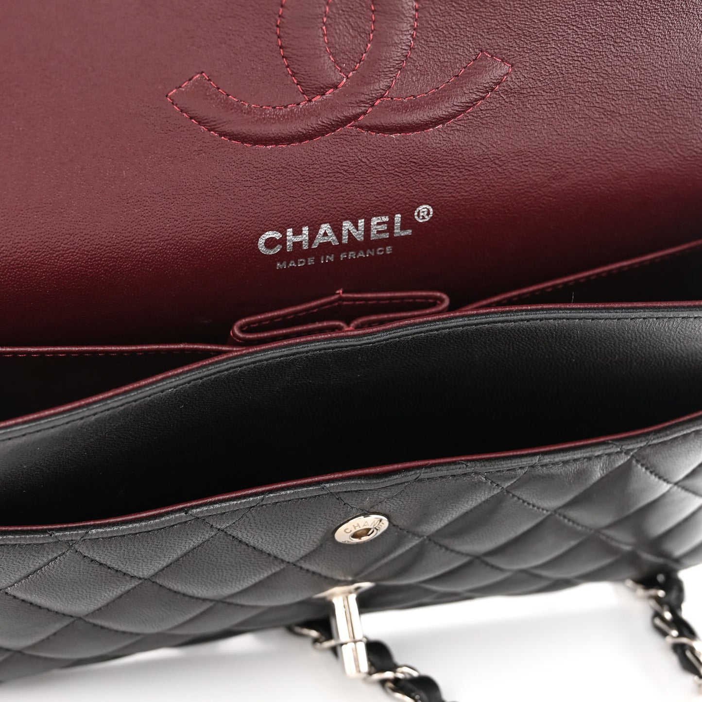 Lambskin Quilted Medium Double Flap Black