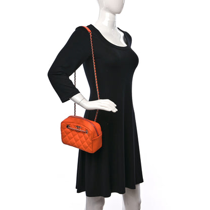 Chanel Rubber Quilted Lambskin Coco Rain Camera Bag Orange 2 of 14