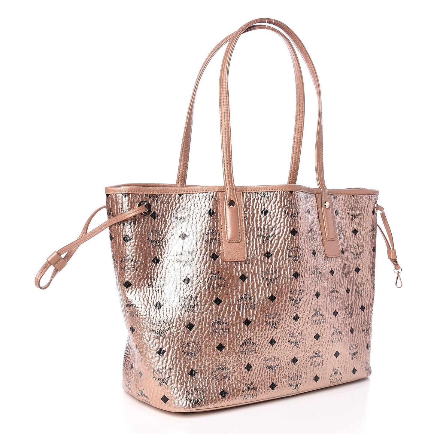 Metallic Visetos Medium Liz Reversible Shopper Tote Champagne Gold