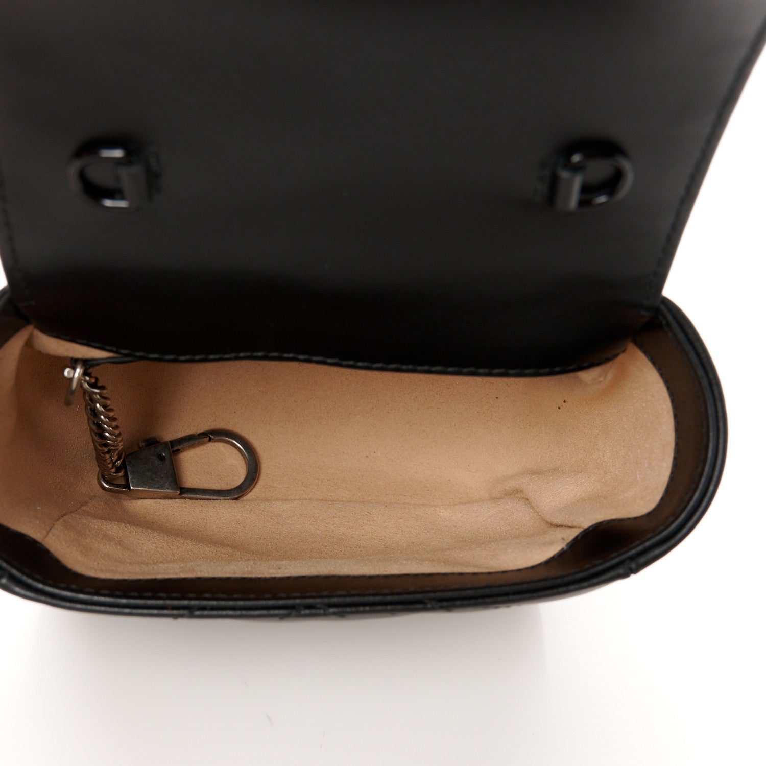 Gucci Calfskin Matelasse Monochrome GG Marmont Chain Mini Belt Bag Black 5 of 11