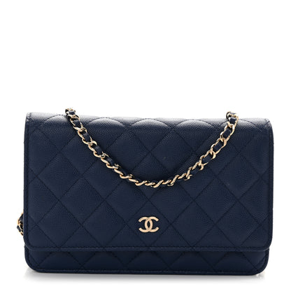 Chanel Caviar Quilted Wallet on Chain WOC Navy Blue 1 of 14
