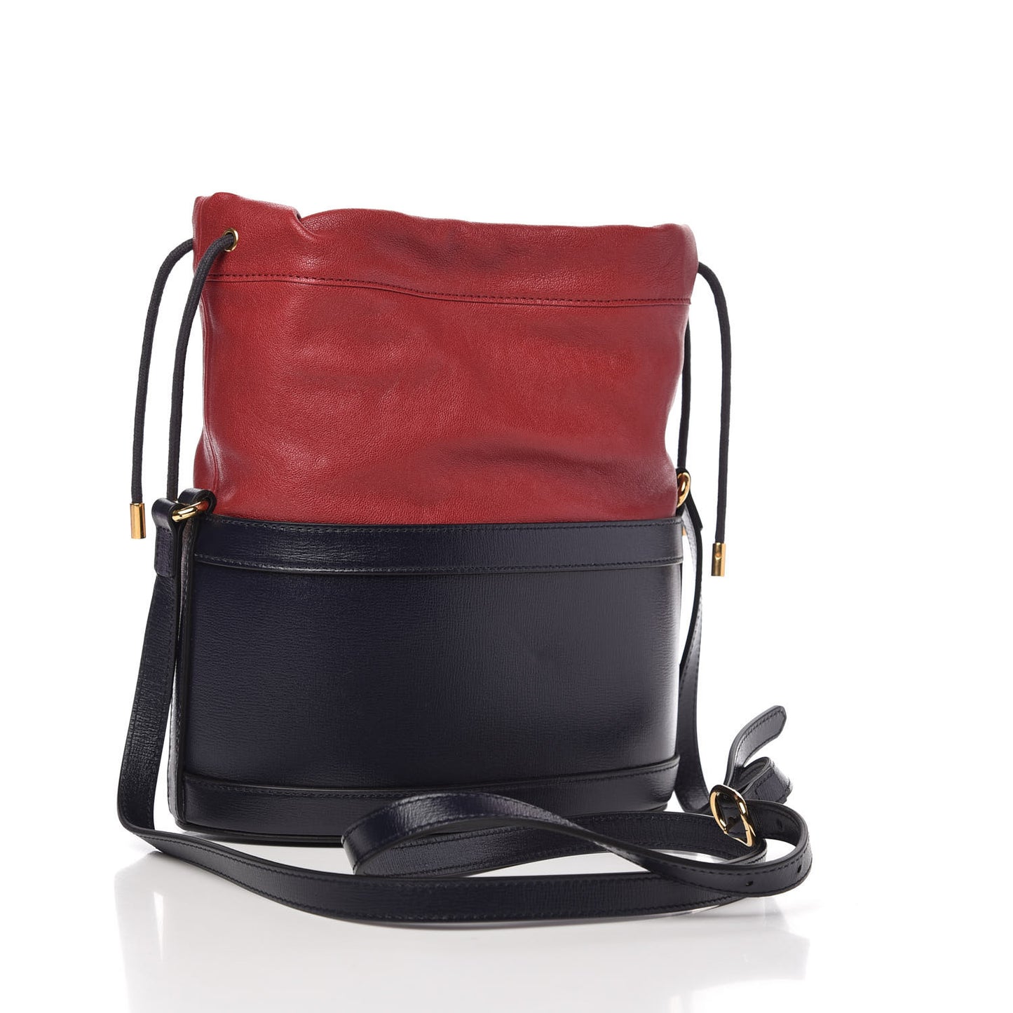Azalea Sakai Be Green Calfskin Horsebit 1955 Drawstring Bucket Bag Blue New Cherry Red