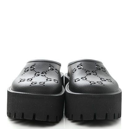 Gucci Rubber GG Monogram Perforated Elea Platform 55mm Lug Sole Sandals 38 Black 2 of 7