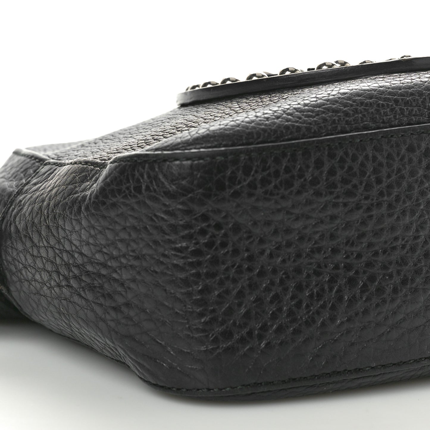 Pebbled Calfskin Studded Small Soho Disco Bag Black