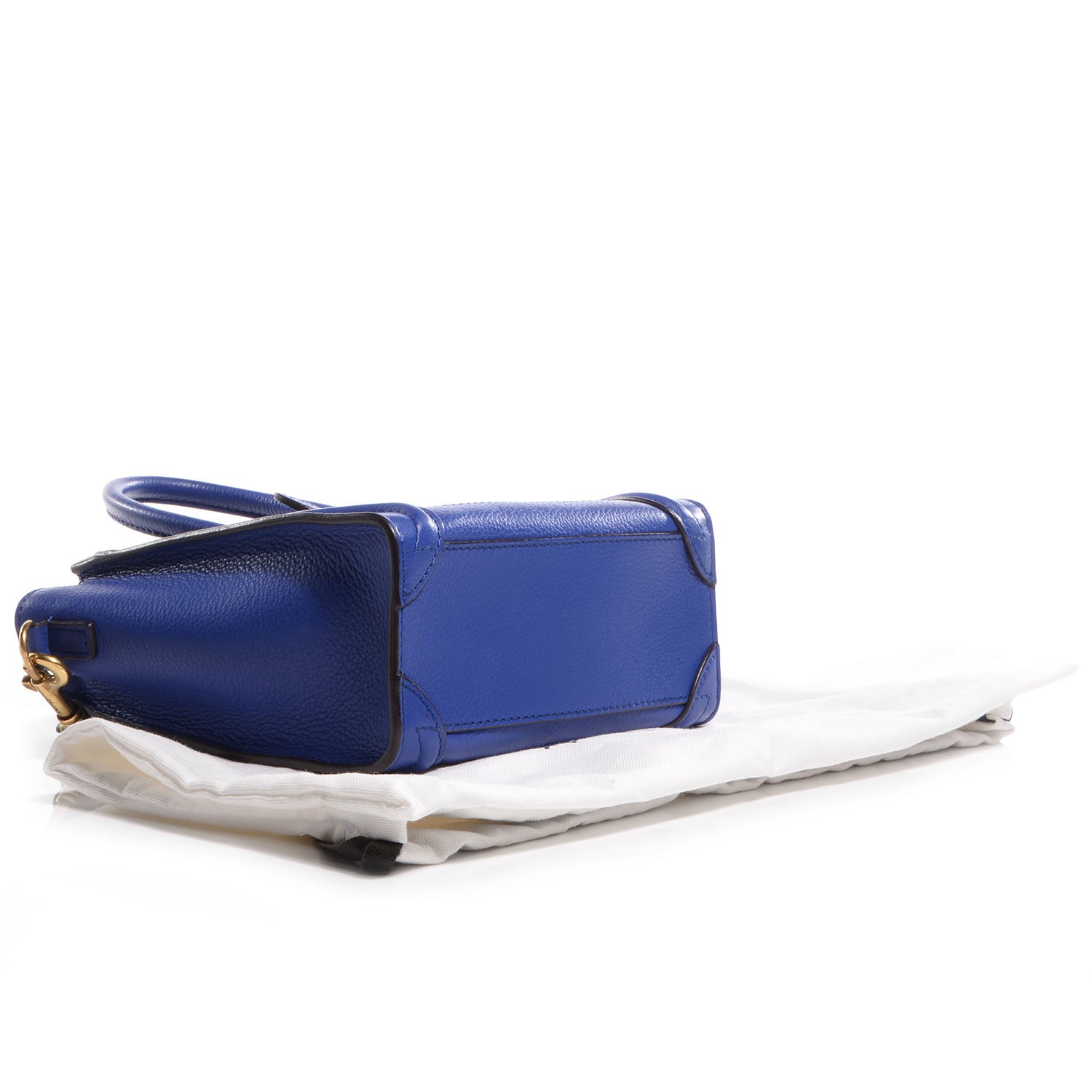 Celine Drummed Leather Nano Luggage Indigo 4 of 8